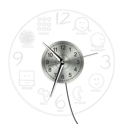 Künstler Emoticon Wanduhr mit LED-Licht