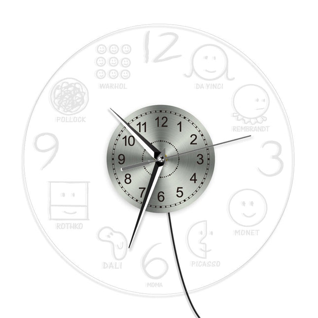 Künstler Emoticon Wanduhr mit LED-Licht