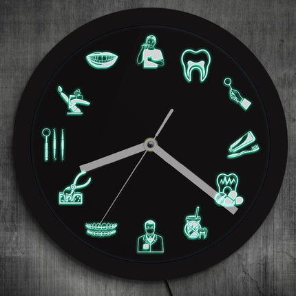 Zahnarzt Praxis Wanduhr mit LED-Beleuchtung