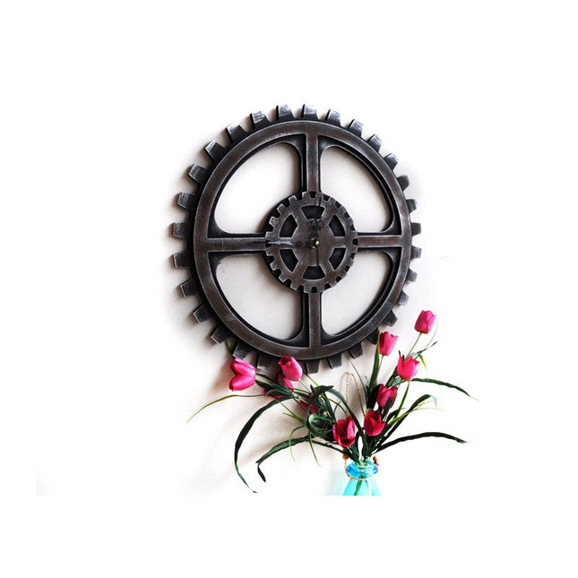 Vintage Wanduhr Zahnrad aus Metall