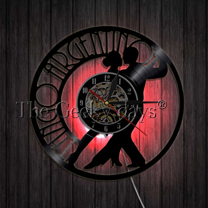 Schallplattenuhr mit Tango Tänzer Motiv