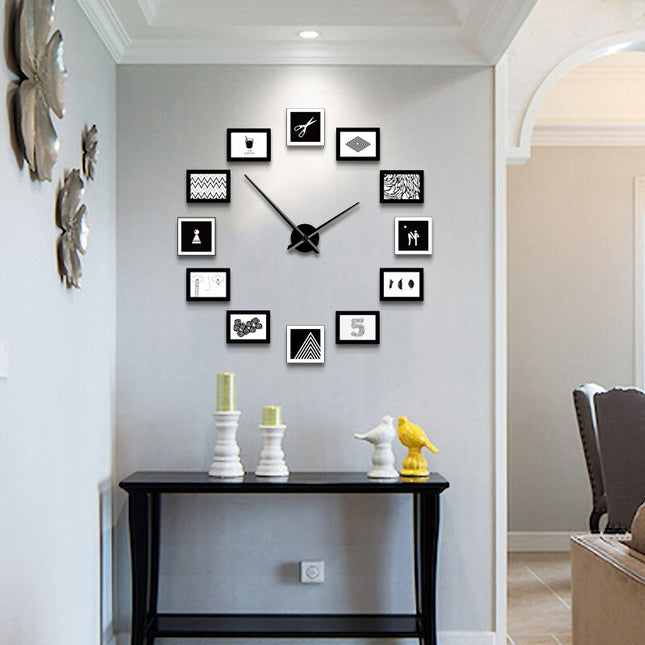 DIY Wanduhr mit 12 Bilderrahmen