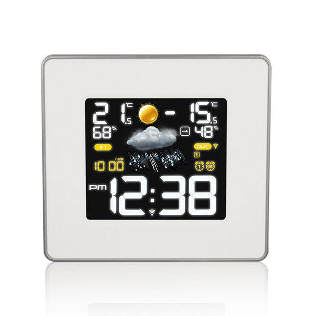 Quadratischer Funkwecker mit Wetterstation