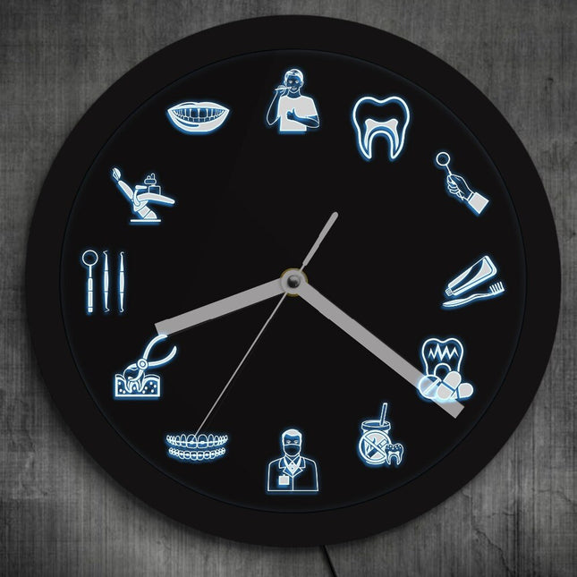 Zahnarzt Praxis Wanduhr mit LED-Beleuchtung