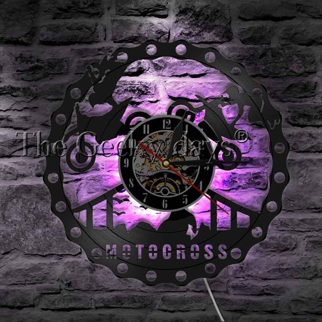 Motorrad Schallplattenuhr im Ketten-Design