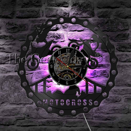 Motorrad Schallplattenuhr im Ketten-Design