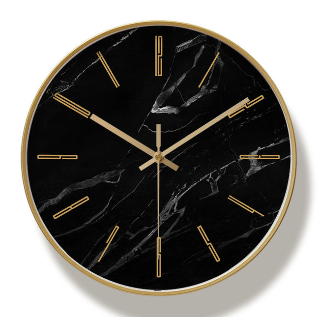 Wanduhr Marmor Optik mit Goldrand