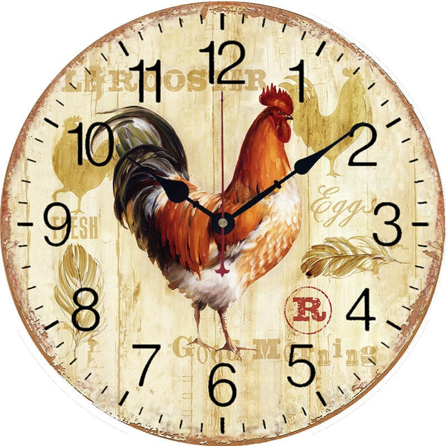 Wanduhr Hahn im Landhausstil Holz