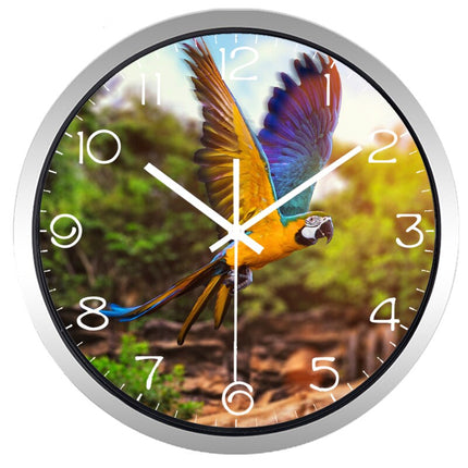 Runde Wanduhr mit Papagei Fotodruck