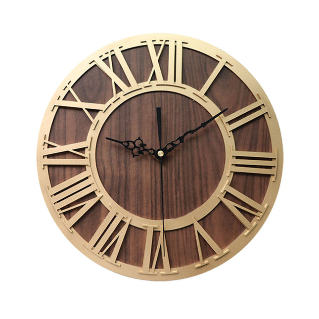 Große Wanduhr Holz und Metall Schwarz