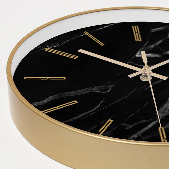 Wanduhr Marmor Optik mit Goldrand