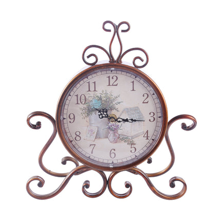 Vintage Tischuhr mit verschnörkeltem Ständer