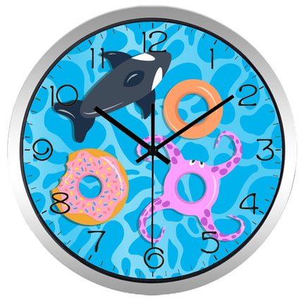Lustige Kinder Wanduhr mit Schwimmbad-Motiv