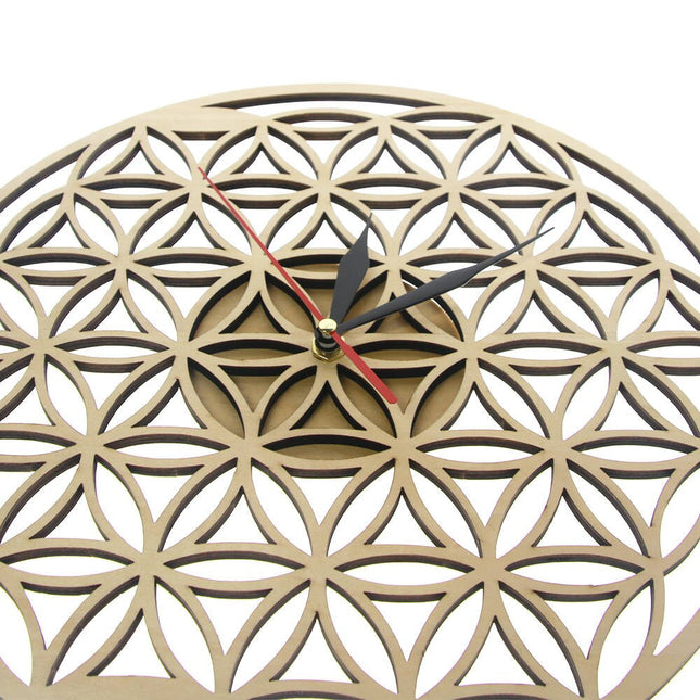 Wanduhr Blume des Lebens aus Holz