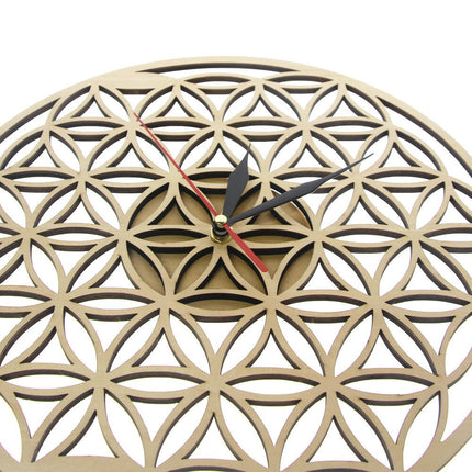 Wanduhr Blume des Lebens aus Holz