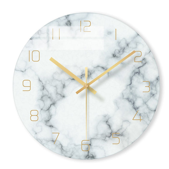 Design Wanduhr aus Glas Marmor-Optik