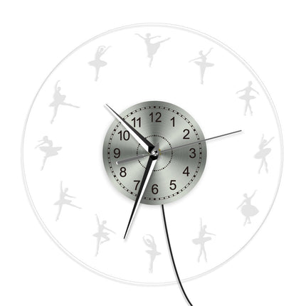 LED Wanduhr mit Ballerina Silhouetten