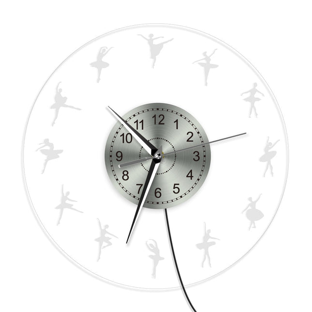 LED Wanduhr mit Ballerina Silhouetten