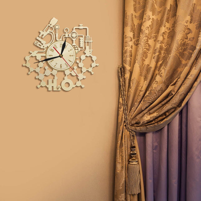 Wanduhr Holz Wissenschaft Chemie Design