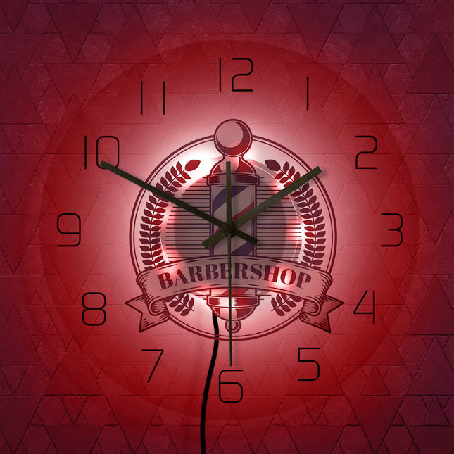 Runde LED-Wanduhr für Barber Shop