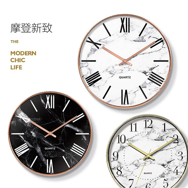 Moderne Wanduhr Marmor-Optik mit Quarzuhrwerk