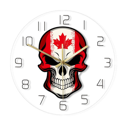Wanduhr Totenkopf mit Kanada-Flagge