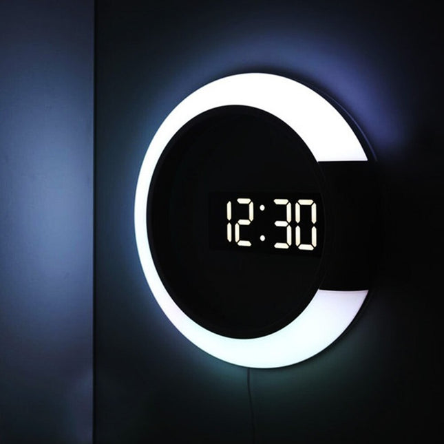 Design LED Wanduhr mit Digitalanzeige