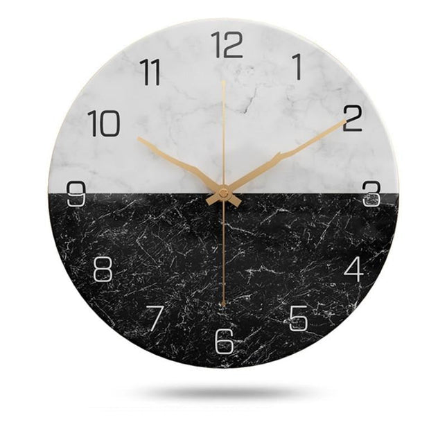 Design Wanduhr moderne Marmor-Holzoptik
