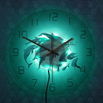 Acryl-Wanduhr mit springenden Delfinen