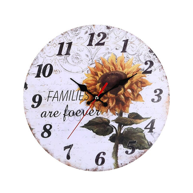 Wanduhr im Vintage-Stil mit Sonnenblume