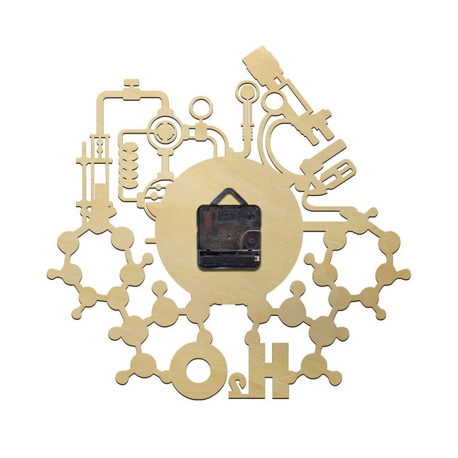 Wanduhr Holz Wissenschaft Chemie Design