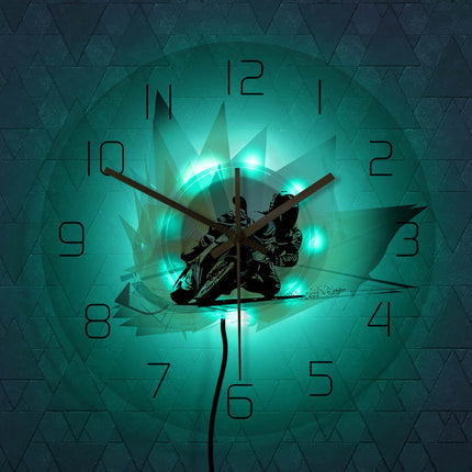 Wanduhr mit Rennmotorrad Motiv abstrakt