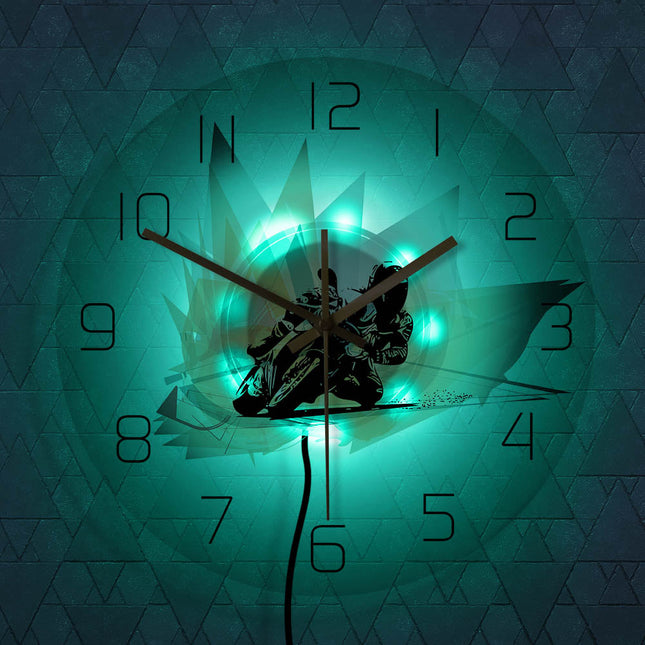 Wanduhr mit Rennmotorrad Motiv abstrakt