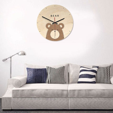 Wanduhr Holz Bär fürs Kinderzimmer