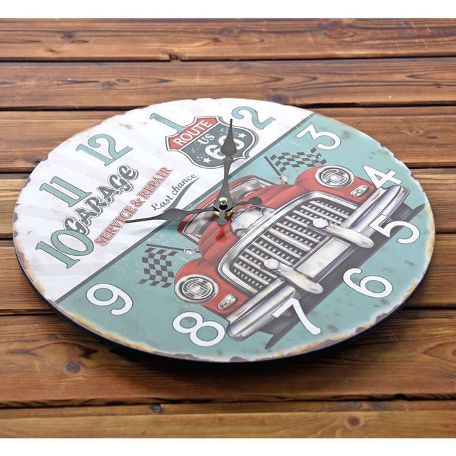 Vintage Wanduhr mit Route 66 Motiv
