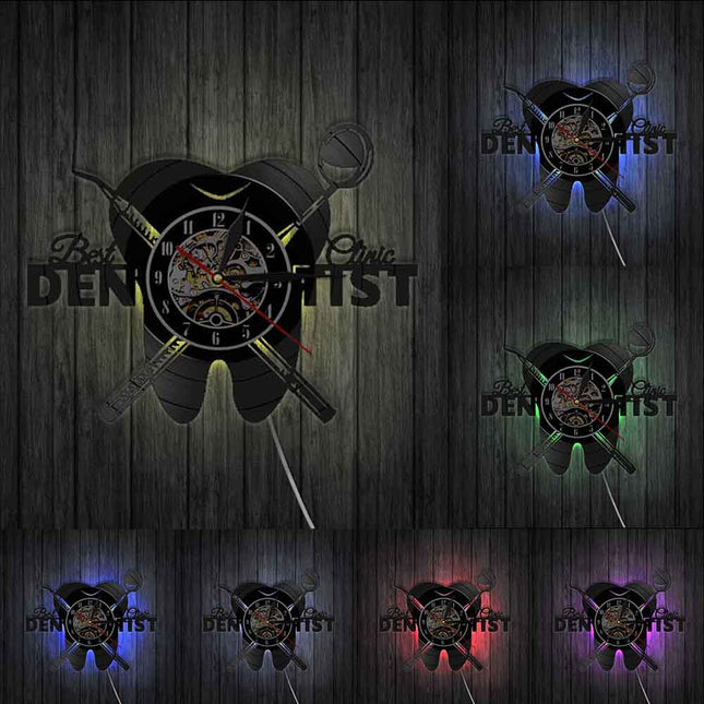 Zahnarzt Schallplattenuhr als Deko für Praxis