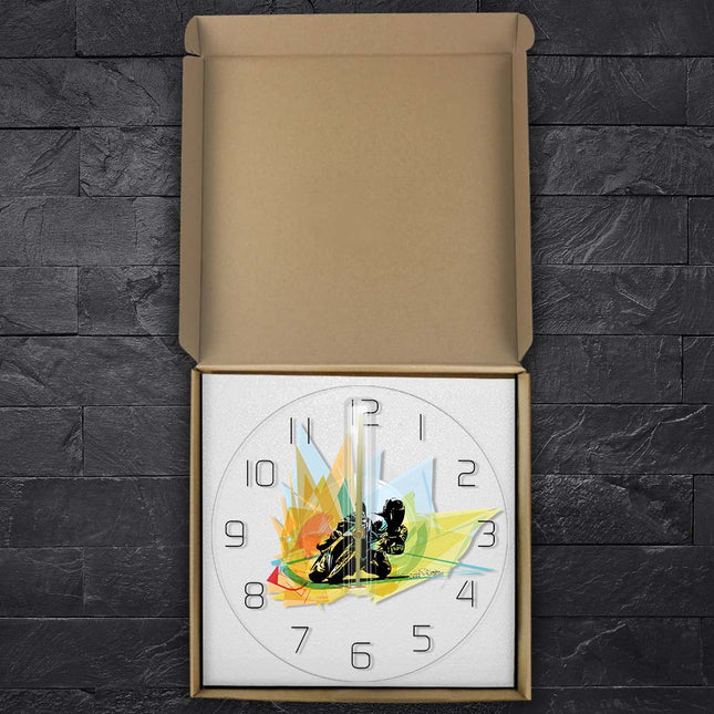 Wanduhr mit Rennmotorrad Motiv abstrakt
