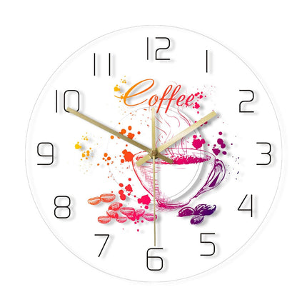 Moderne Wanduhr mit Kaffeetassen-Motiv