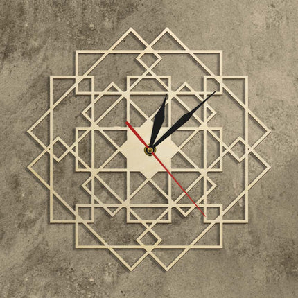 Geometrische Wanduhr Holz Mandala Design
