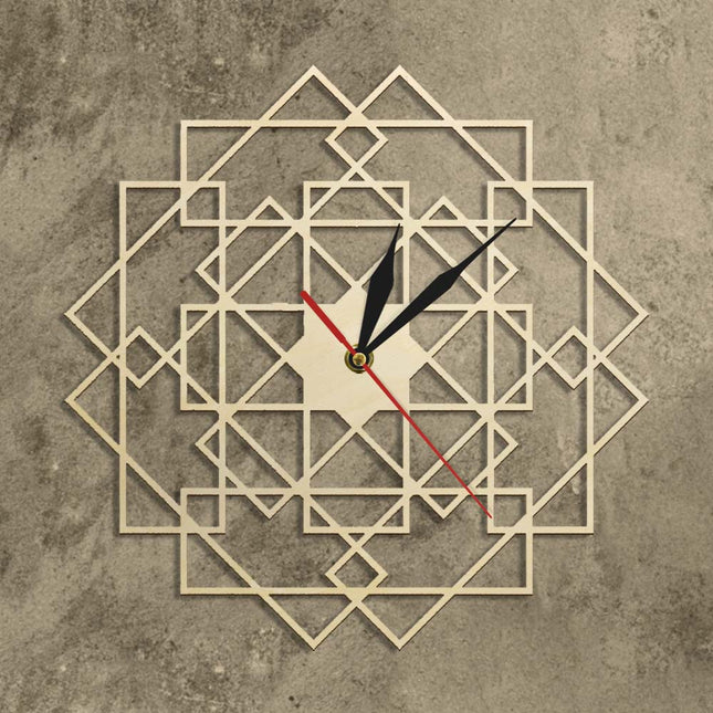 Geometrische Wanduhr Holz Mandala Design