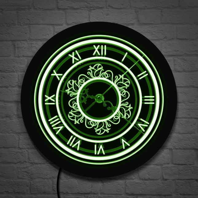 Retro Wanduhr römische Ziffern mit LED
