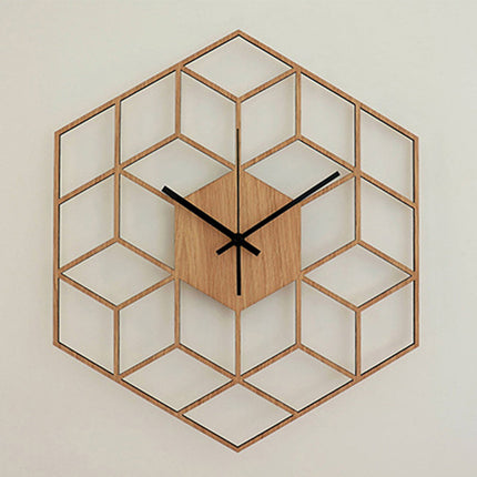 Geometrische Wanduhr Holz Würfel Design