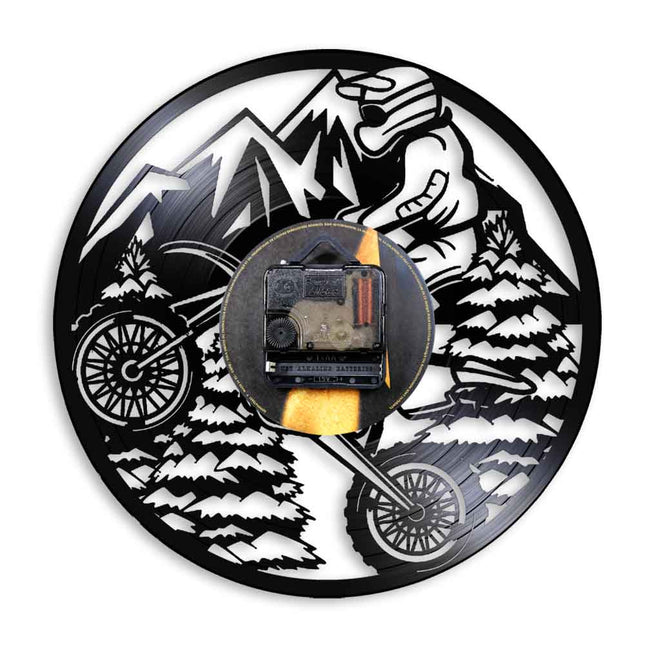 Motocross Wanduhr aus Schallplatte Berge