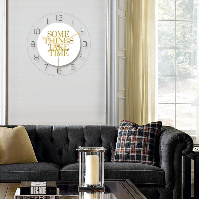 Zweifarbige Wanduhr Skandi Marmor-Optik