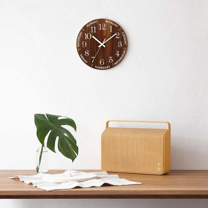 Holz Wanduhr mit Wochentagen Design