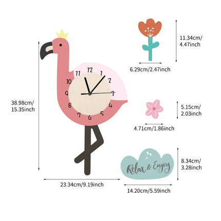 Kinder Wanduhr in Flamingo-Form
