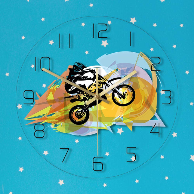 Wanduhr mit Motocross-Motorrad als Motiv