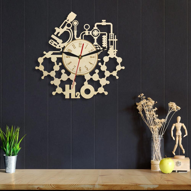 Wanduhr Holz Wissenschaft Chemie Design
