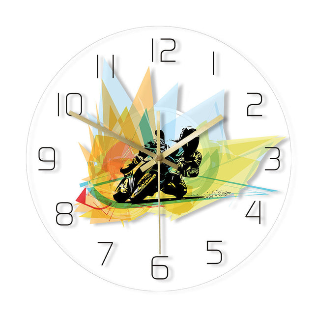 Wanduhr mit Rennmotorrad Motiv abstrakt