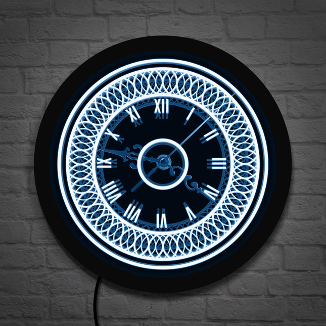 LED Wanduhr mit klassischem Ornament-Design